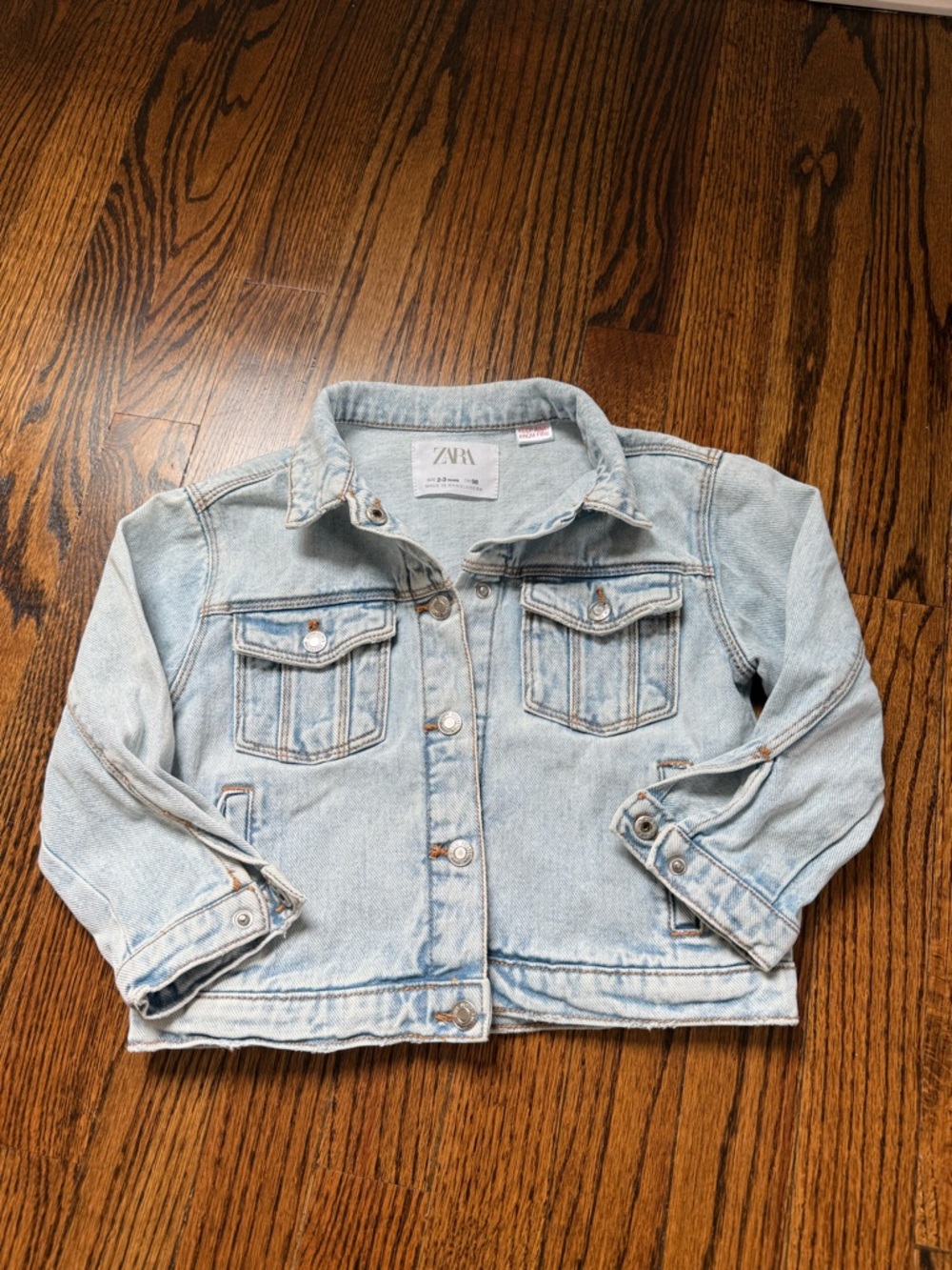 Zara Pale Blue Kids Denim Jacket with Chest Pockets
